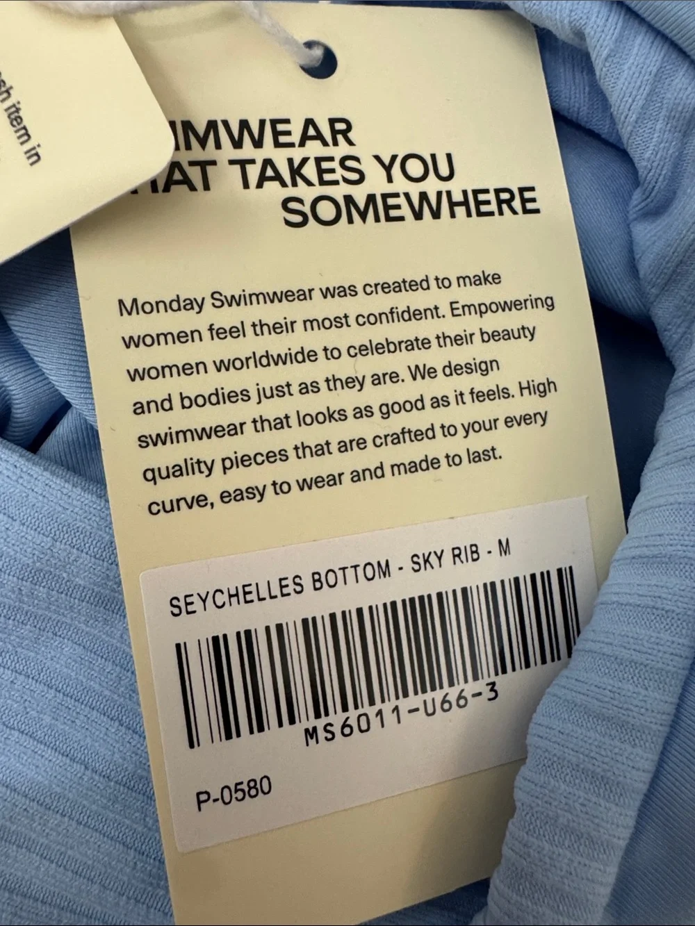Monday Swimwear Seychelles Bottom Sky Rib NWT M